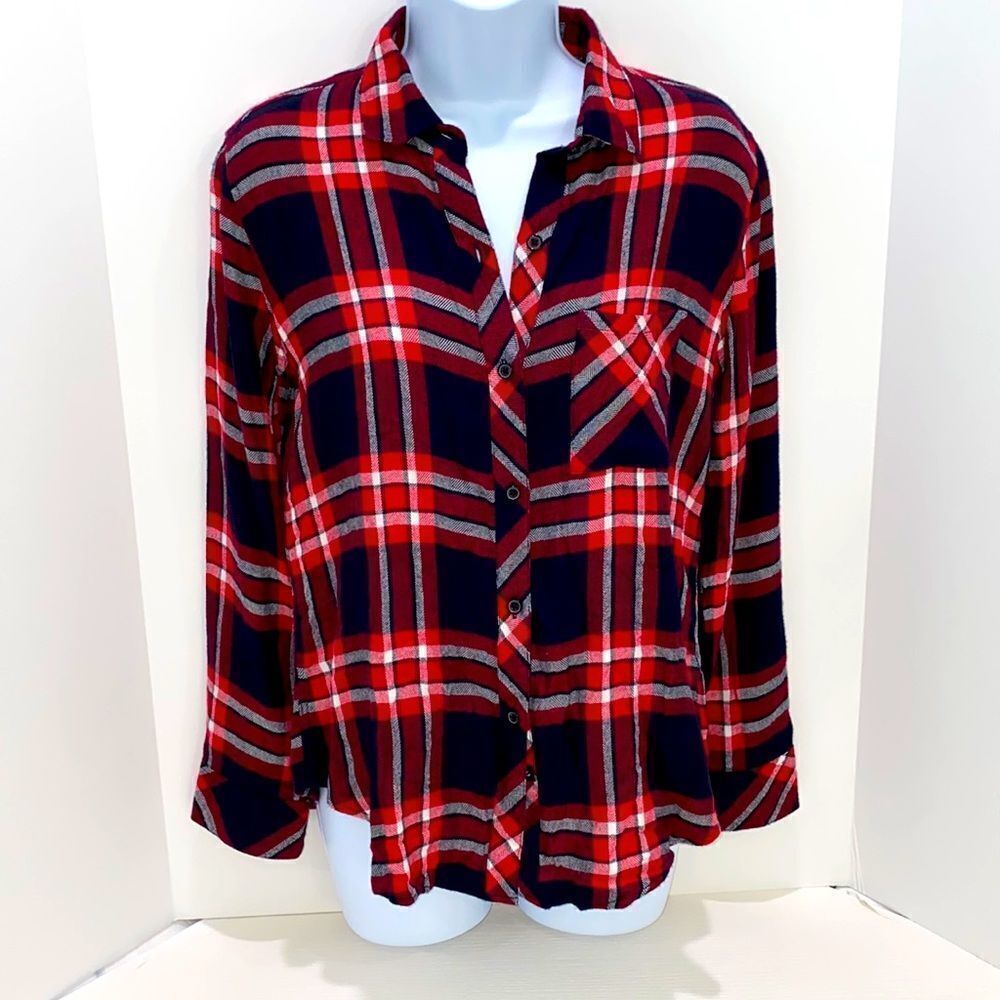 Rails Plaid Button Down Flannel Shirt In Twilight Cherry White Size XS